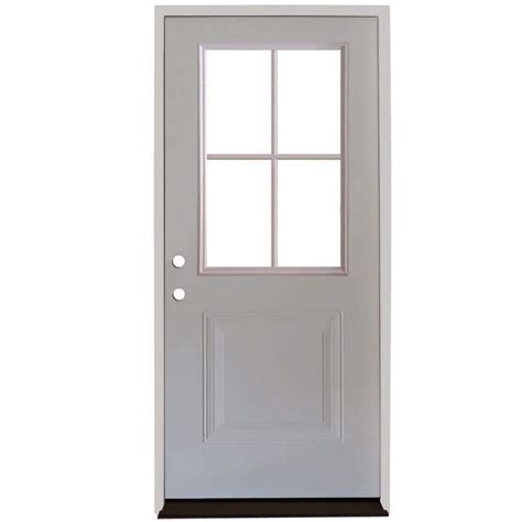 Fire-Rated Gray Steel Prehung Commercial Door with Welded Frame, Deadlock and Hardware, Multiple Sizes Available. . Home depot steel doors
